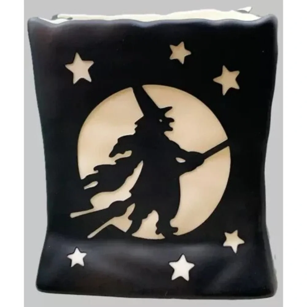 PartyLite Luminary Witch Broomstick Moon Candle Holder HALLOWEEN Vtg Retired NIB